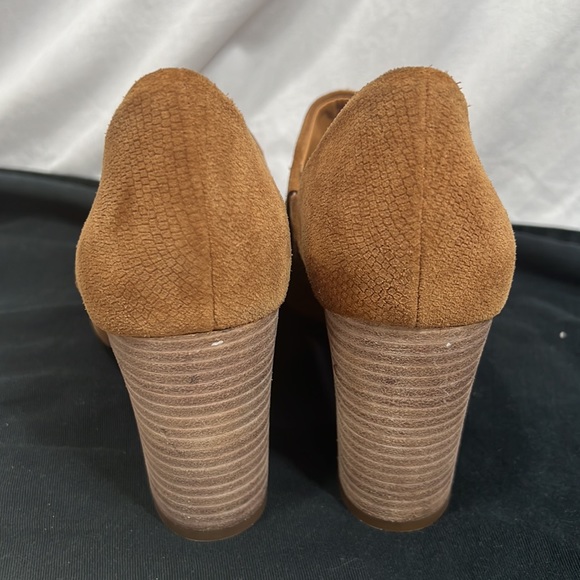 Anthropologie Franco Sarto Ellison Leather Suede Mules Shooties Block Heels - Picture 5 of 11